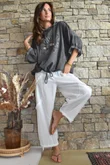 Rustic Nature Linen Blend Hippie Shake Hoodie Washed Charcoal